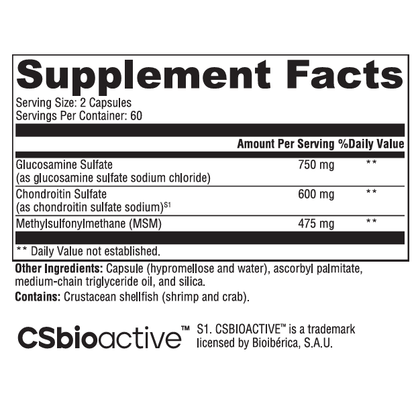 Supplement Facts Ultra Pure Joint Support by Physician Nutrients